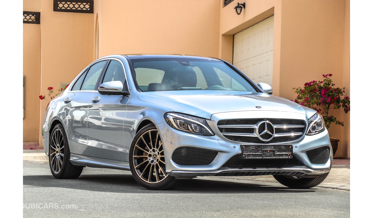 مرسيدس بنز C200 AMG 2018 GCC under Dealer Warranty with Zero Downpayment.