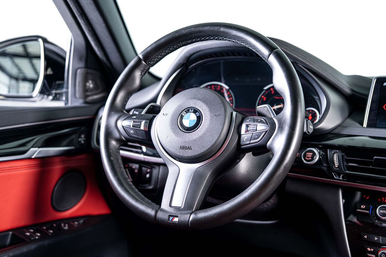 BMW X6 35i M Sport 3.0L X-Drive-MSport-GCC-Pearl White-Premium Red Leather Interior-M Sports Seats