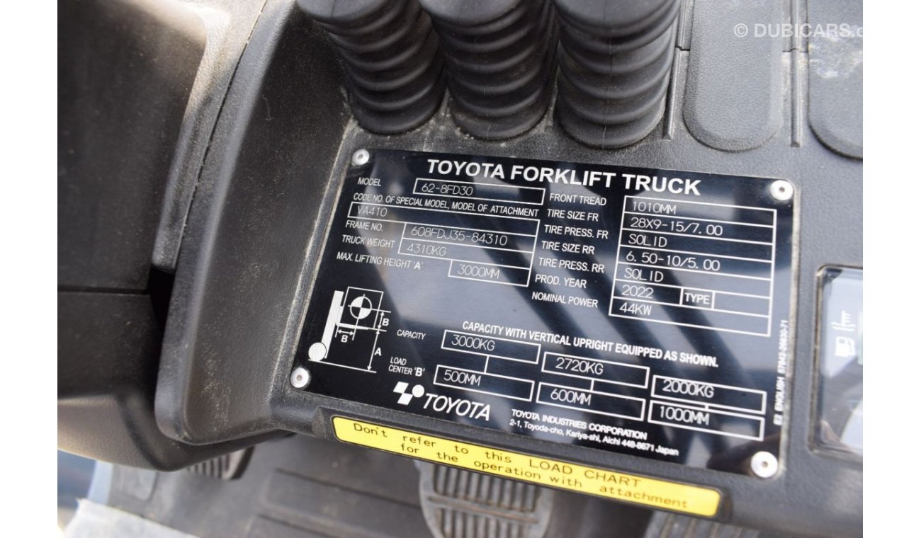 Toyota Fork lift Toyota Forklift 3.0 ton Diesel, model:2022. Brand New
