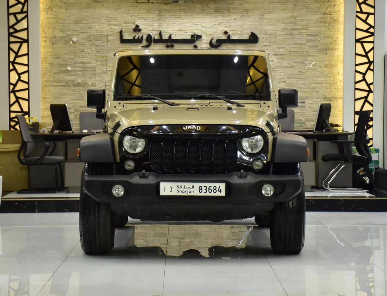 Jeep Wrangler SPORT EXCELLENT DEAL for our Jeep Wrangler Sport ( 2017 Model ) in Beige Color GCC Specs