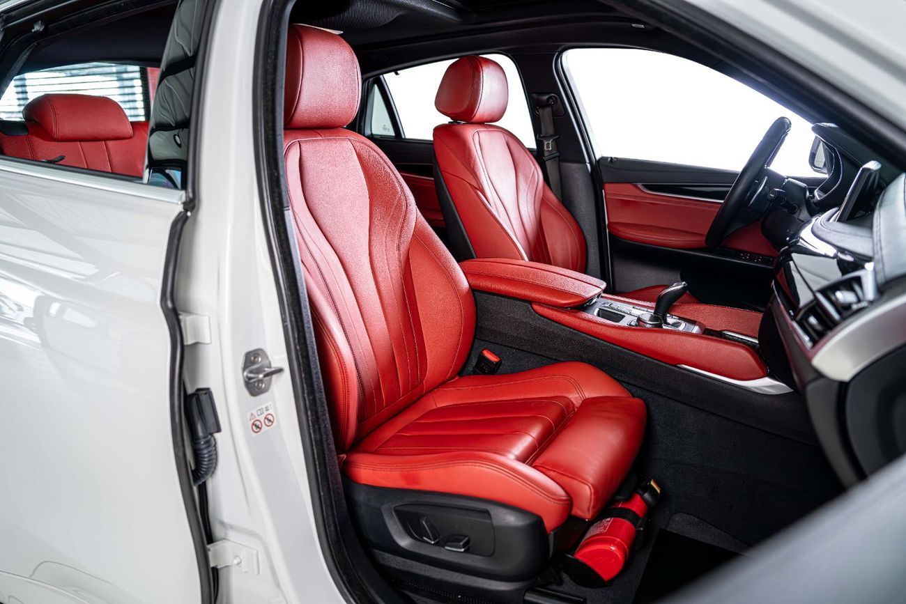 BMW X6 35i M Sport 3.0L X-Drive-MSport-GCC-Pearl White-Premium Red Leather Interior-M Sports Seats