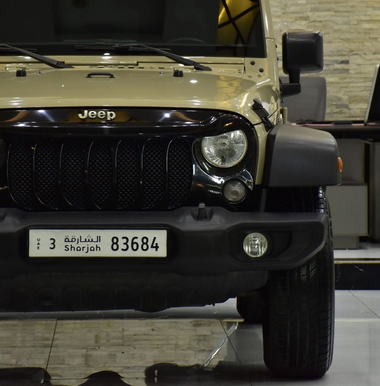 Jeep Wrangler SPORT EXCELLENT DEAL for our Jeep Wrangler Sport ( 2017 Model ) in Beige Color GCC Specs