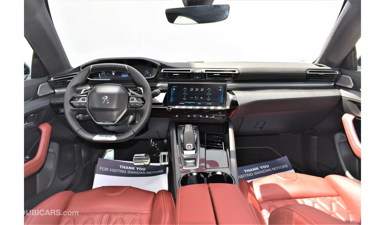 Peugeot 508 AED 2643 PM | 0% DP | GT R 1.6l GCC WARRANTY TO 2027 OR 100000KM