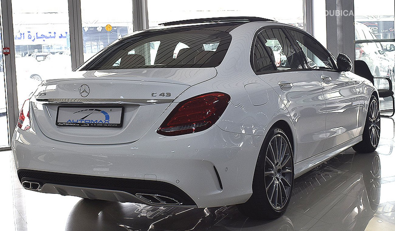 Mercedes-Benz C 43 AMG 2018, 4MATIC, V6 Biturbo, GCC with 2 Years Unlimited Mileage Dealer Warranty (RAMADAN OFFER)