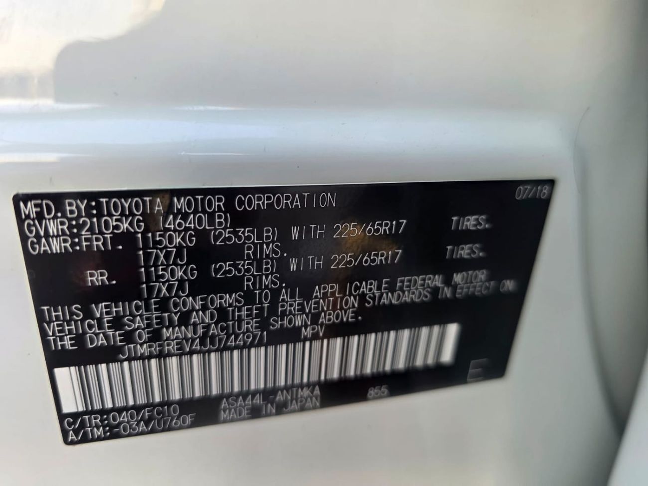 Toyota RAV4 Limited 2.5L Sunroof , Push button , Trunk automatic and leather seats