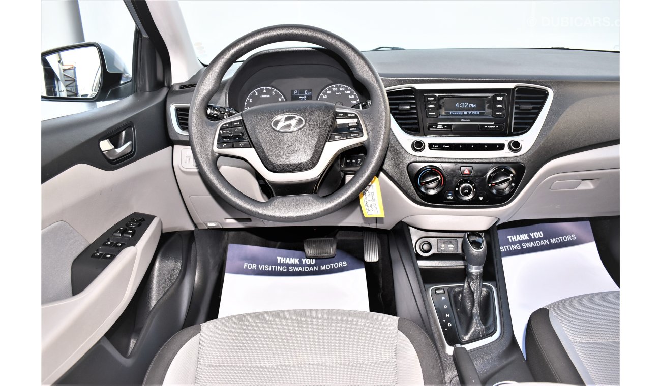 Hyundai Accent AED 1076 PM | 1.6L GL GCC DEALER WARRANTY