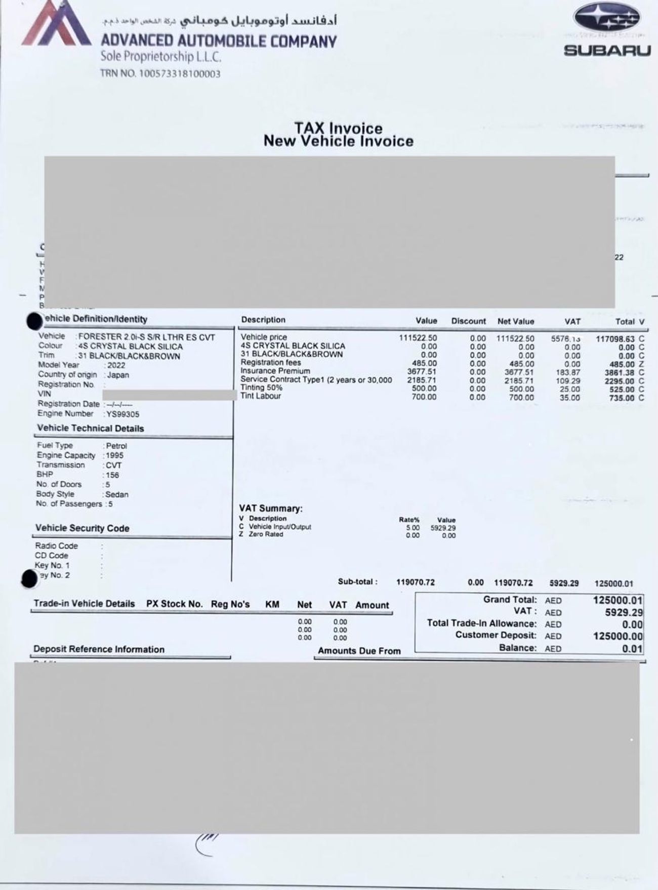 Subaru Forester EyeSight 2.0L