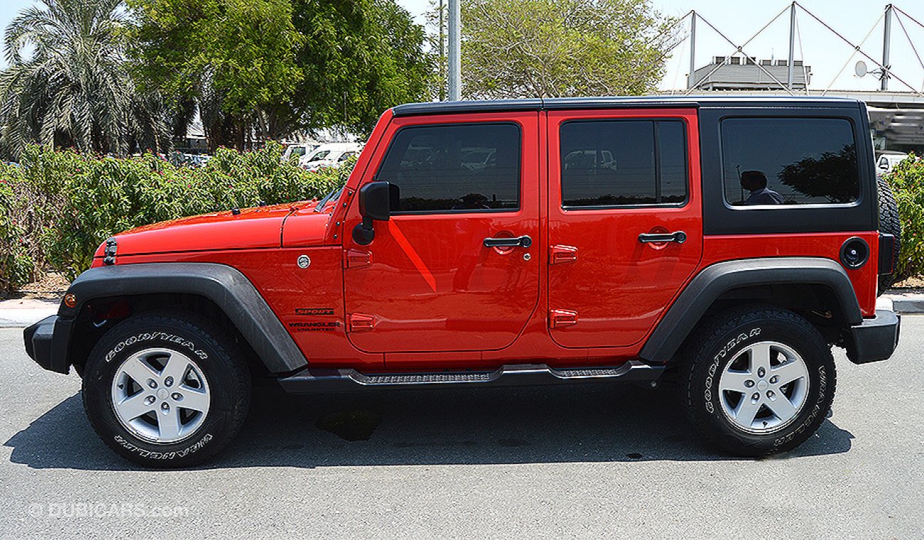 Jeep Wrangler Unlimited Sport, 3.6L-V6 4X4, GCC Specs with Warranty and Service until Nov 2021 or 100,000km