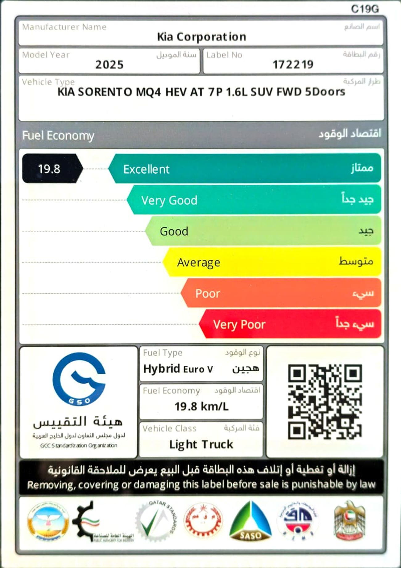 كيا سورينتو Hybrid 1.6L