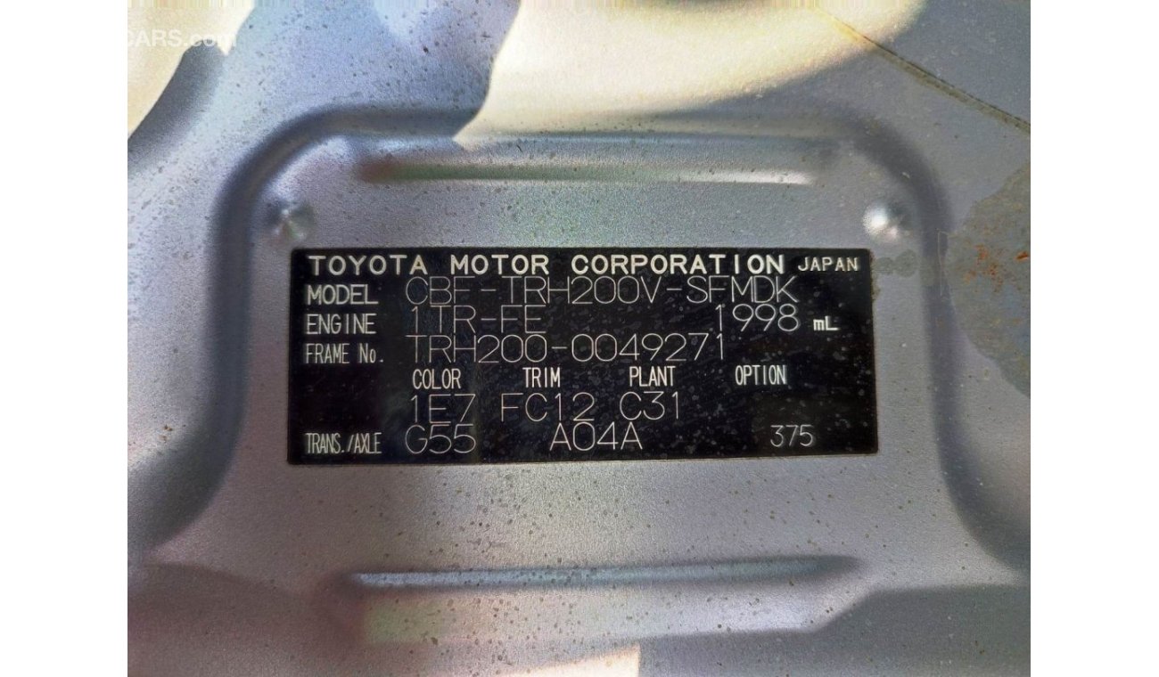 Toyota Hiace DX, CC2000, PETROL, Right hand ,MANUAL-TRH200-0049271