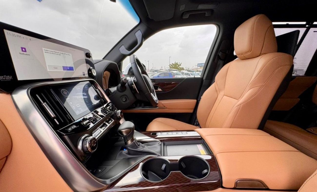 Lexus LX600 Lexus LX 600 twin turbo Model 2025 fuel petrol cylinder 6 white colour outside and interior orange