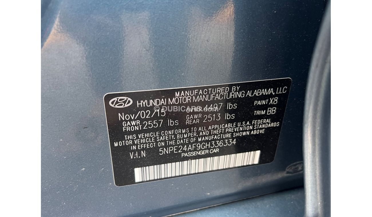 Hyundai Sonata 2016 KEY START ENGINE SPORT AND ECO USA IMPORTED