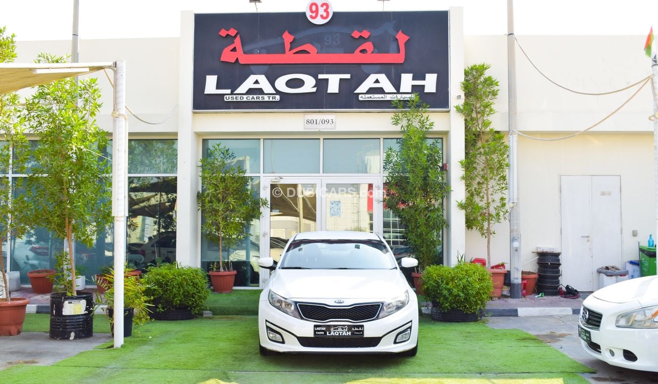 كيا أوبتيما خليجي 2014 لون ابيض داخل بيج رقم 2 رنجات ومثبت سرعه تحكم رنجات حساسات  بحاله ممتازة