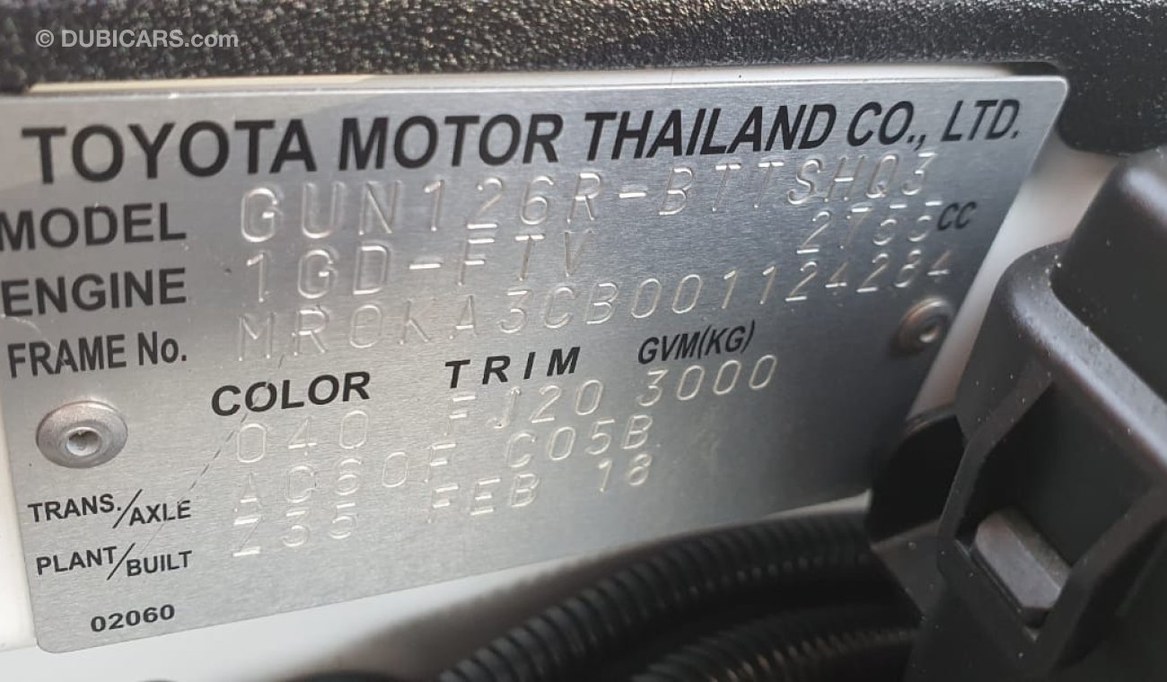 تويوتا هيلوكس RHD, Diesel, Automatic, Single Cabin, 2.8L, 4x4 (Export Only)