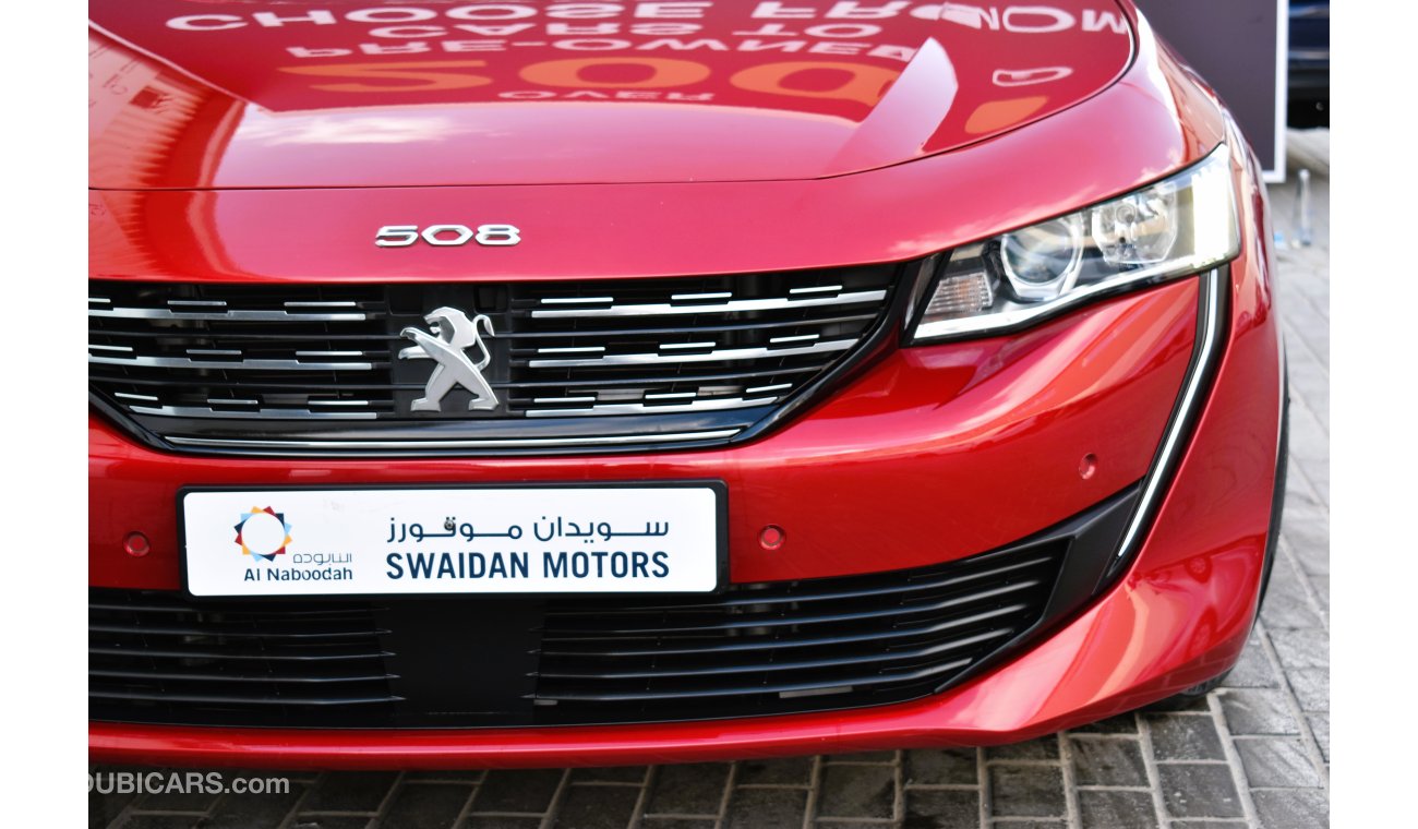 Peugeot 508 AED 1039 PM | 1.6L R8 ACTIVE 2020 GCC AGENCY WARRANTY UP TO 2025 OR 100K KM