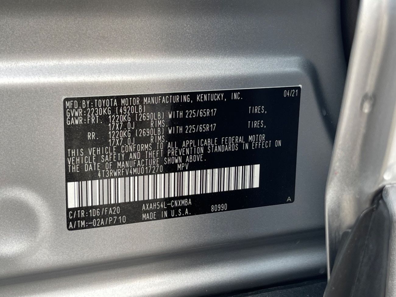 Toyota RAV4 2021 TOYOTA RAV4 XLE HYBRID FULL OPTIONS IMPORTED FROM USA