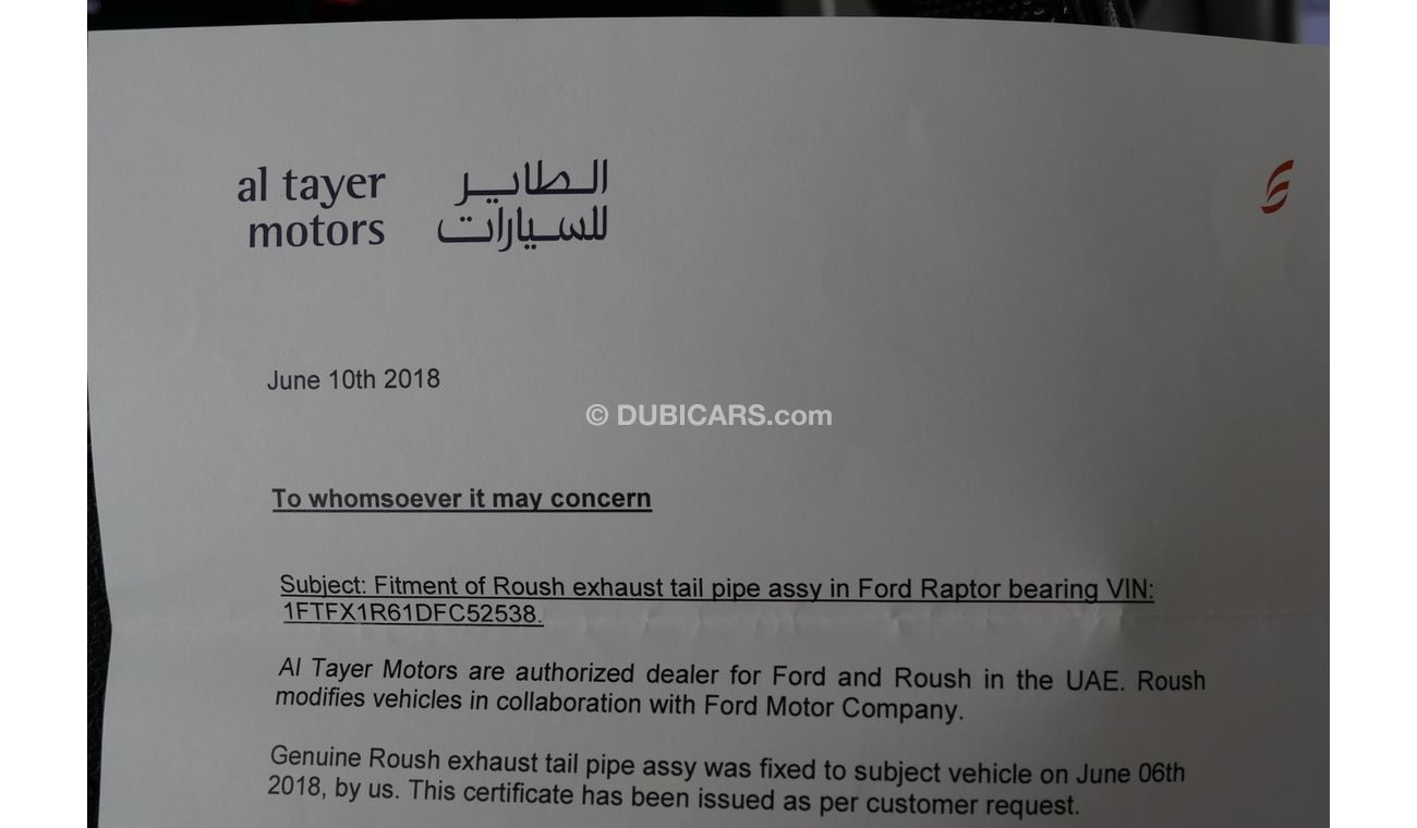 Ford F 150 Raptor SVT 6.8 Litre V8 with Roush system. Top Spec, Full Option