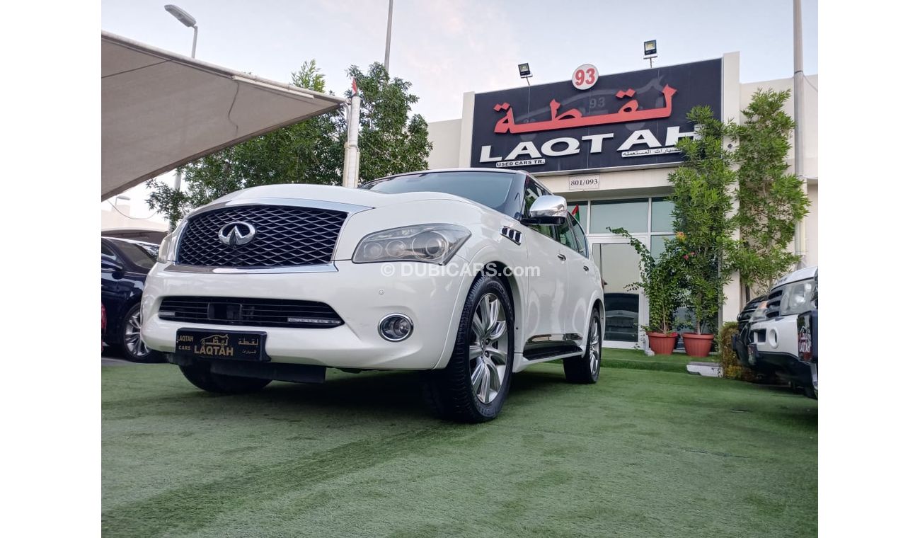 إنفينيتي QX56 خليجى موديل 2011 رادار خمس كاميرات فتحة جلد بصمه مثبت سرعة تحكم رنجات بحالة ممتازة