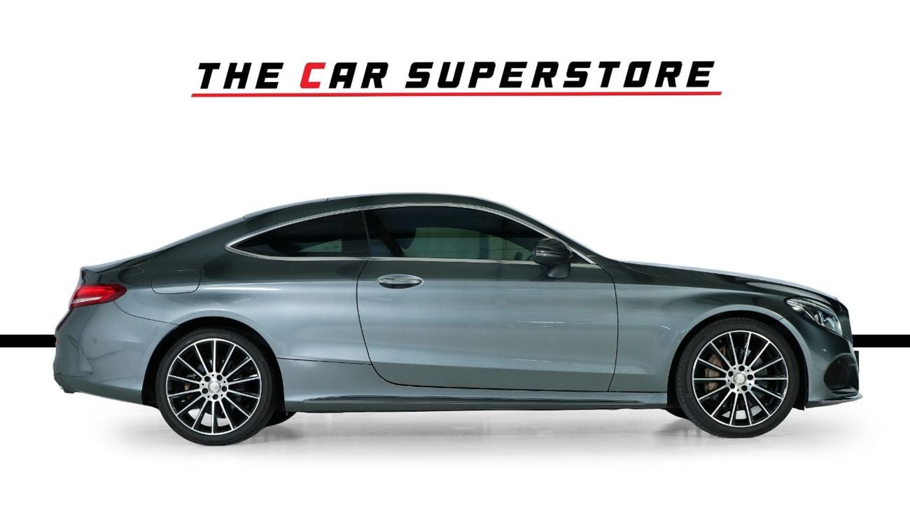 Mercedes Benz C200 AMG Coupe- GCC-Selenite Grey-AMG Body Styling-Panoramic Roof