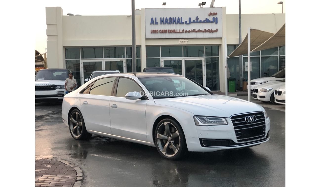 أودي A8 موديل 2015 خليجي فل مواصفات بانوراما ومثبت سرعه وتحكم كهربي كامل و5كاميرات وستاير وشاشات وطاولات خلف