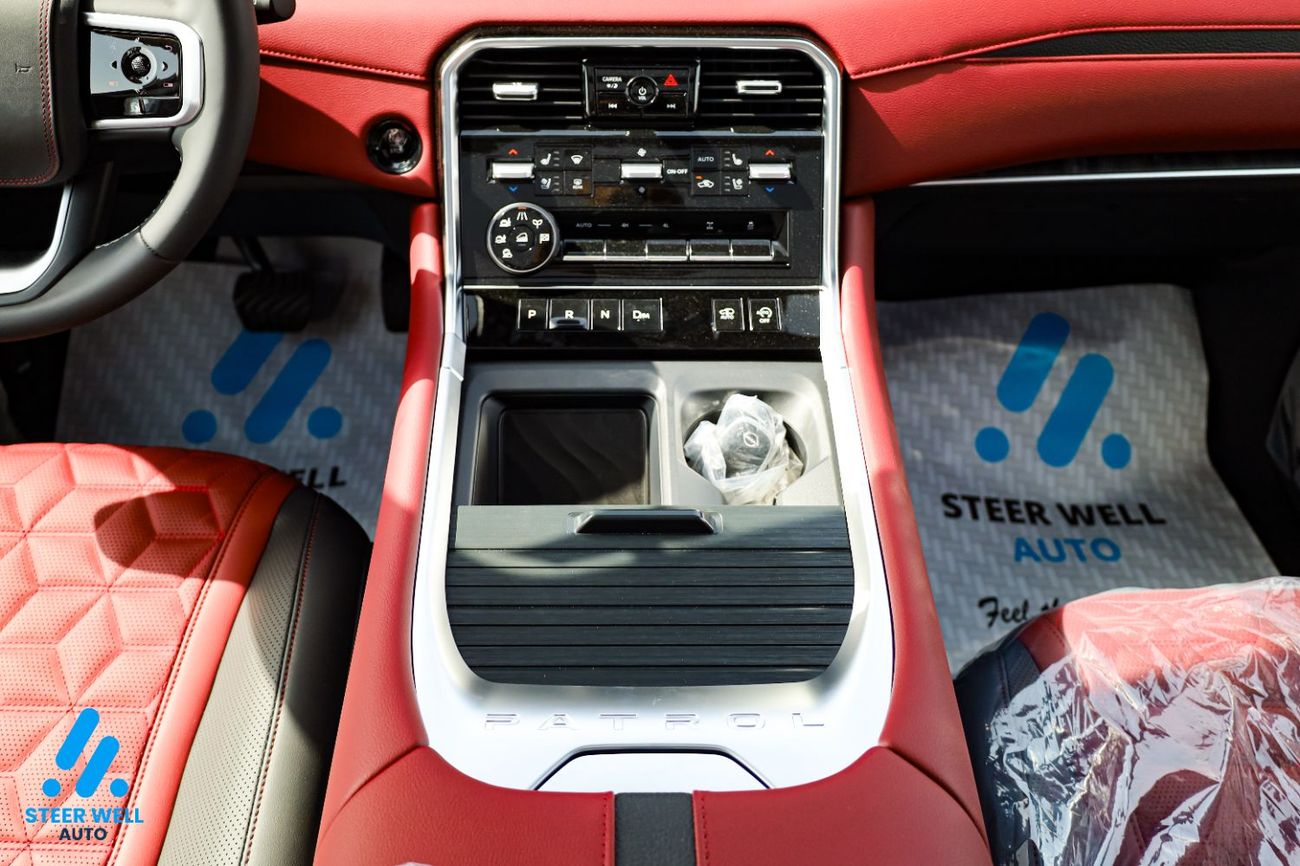 نيسان باترول LE Platinum | GCC Specs | 3.5L Twin-Turbo V6 | AWD | 9AT | 8-Seater | Height Control | Red Interior