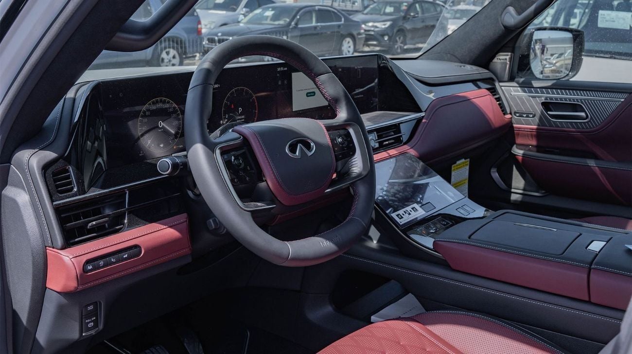 إنفينيتي QX80 AUTOGRAPH CAPTAIN CHAIRS 2026 Infiniti QX80 3.5L AT Petrol with Captain Seat (White-Red)