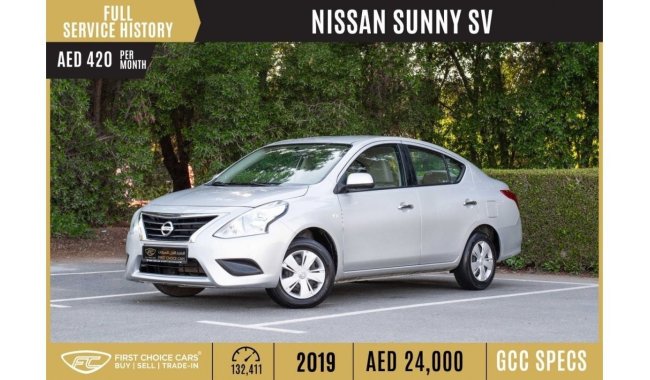 Nissan Sunny AED 420/month | 2019 | NISSAN SUNNY | SV GCC SENSORS CHROME PACKAGE | FULL SERVICE HISTORY | N78556