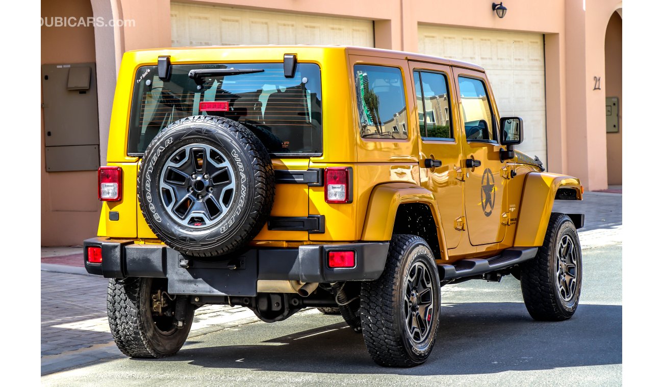 Jeep Wrangler Sahara Unlimited (Rubicon Kit) 2014 GCC under Warranty with Zero Down-Payment.