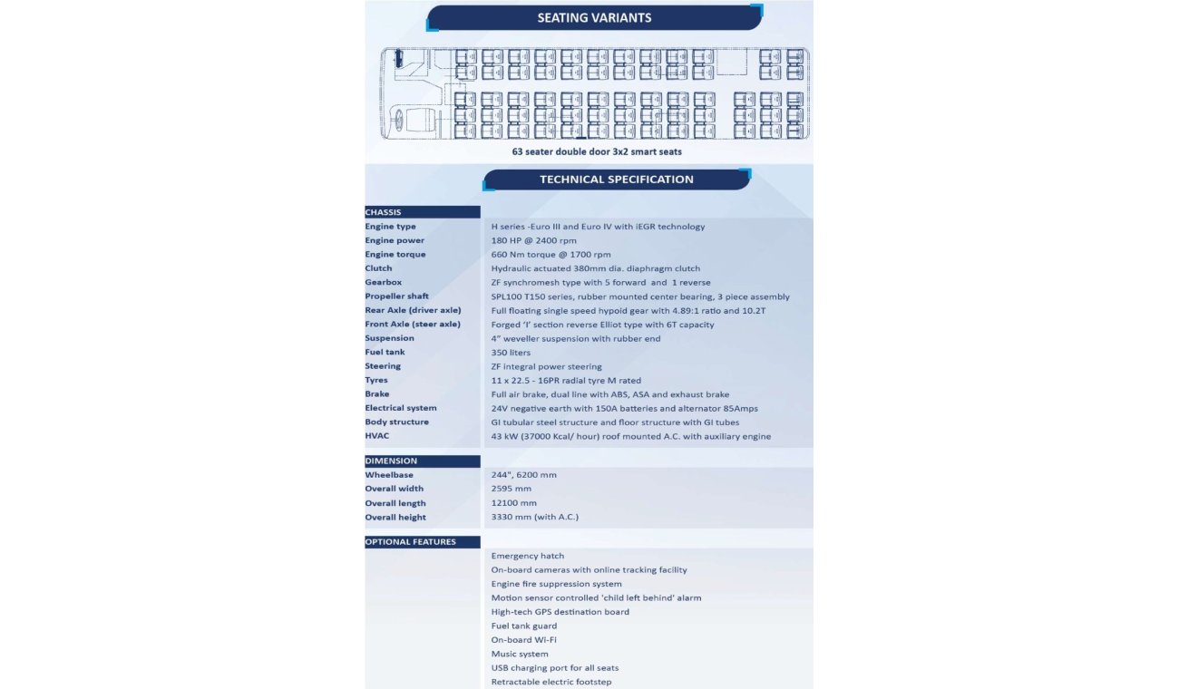 اشوك ليلاند فالكون Commuter Bus 71 seat AC or  Non AC