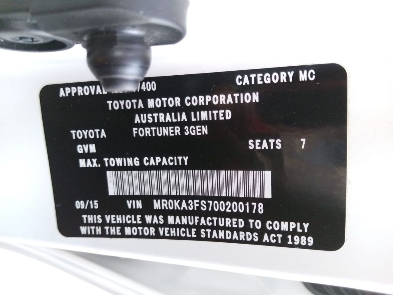 Toyota Fortuner TOYOTA FORTUNER RIGHT HAND DRIVE (PM969)