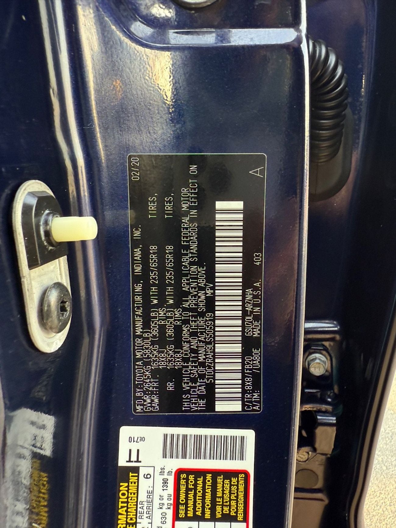 Toyota Highlander 2020 MID OPTION 3.5/V6 US SPEC