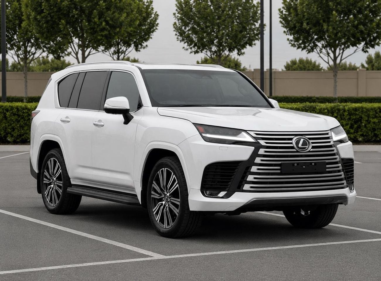 Lexus LX600 Lexus LX 600 twin turbo Model 2025 fuel petrol cylinder 6 white colour outside and interior orange