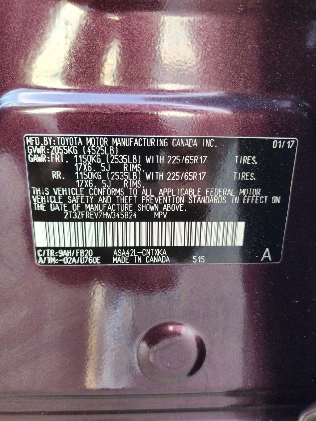 Toyota RAV4 EX TOYOTA RAV4 LE 2017 PURPLE