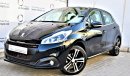 بيجو 208 1.6L GT LINE HATCHBACK LOW MILEAGE 2018 GCC DEALER WARRANTY