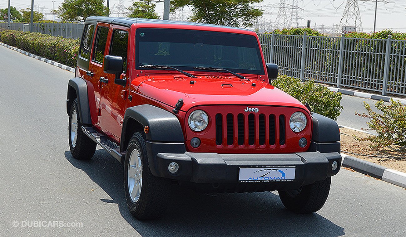 Jeep Wrangler Unlimited Sport, 3.6L-V6 4X4, GCC Specs with Warranty and Service until Nov 2021 or 100,000km