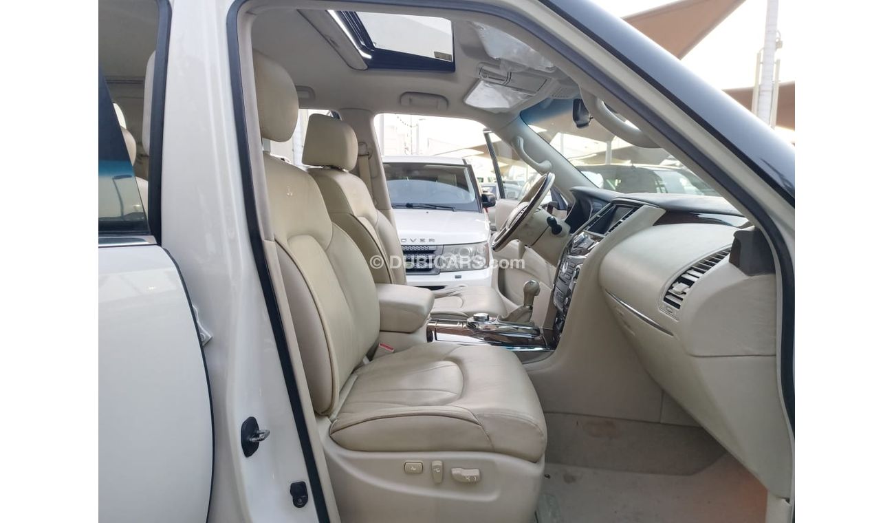 إنفينيتي QX56 خليجى موديل 2011 رادار خمس كاميرات فتحة جلد بصمه مثبت سرعة تحكم رنجات بحالة ممتازة