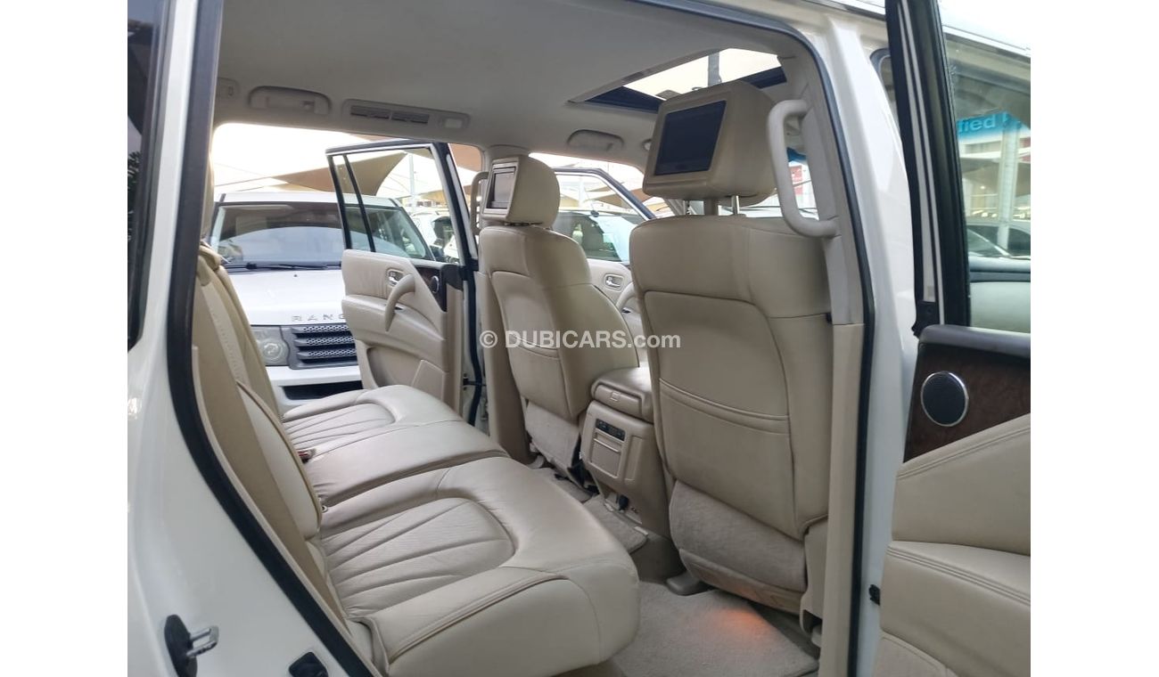 إنفينيتي QX56 خليجى موديل 2011 رادار خمس كاميرات فتحة جلد بصمه مثبت سرعة تحكم رنجات بحالة ممتازة