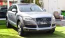 Audi Q7 2009 GCC model, silver color, saffron interior, leather panorama, cruise control, sensor wheels, in