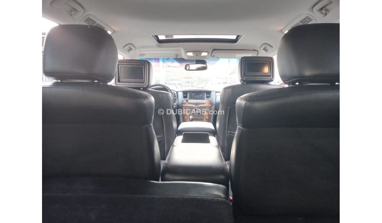 Infiniti QX56 Model 2011 imported, white color, leather opening, alloy wheels, sensors, speed stabilizer, in excel