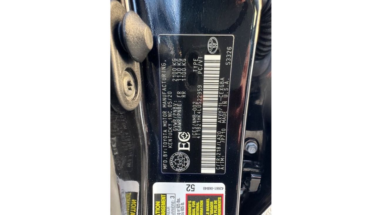 Toyota Camry 2020 XLE HYBRID ENGINE 360 CAMERAS PROJECTOR 2.5L FULL OPTION CANADA SPEC