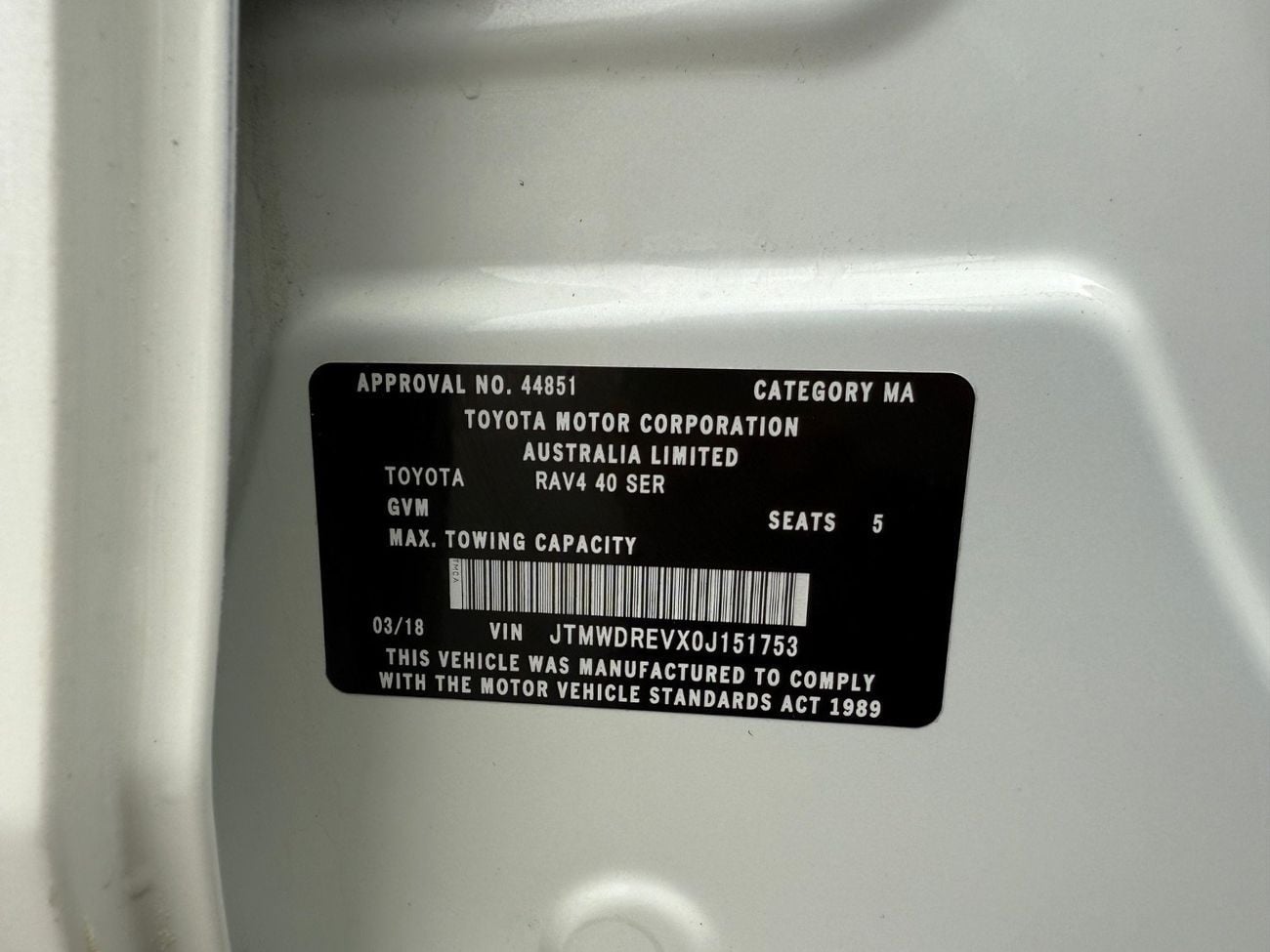 Toyota RAV4 EXR GXL Australian Import Right Hand Drive