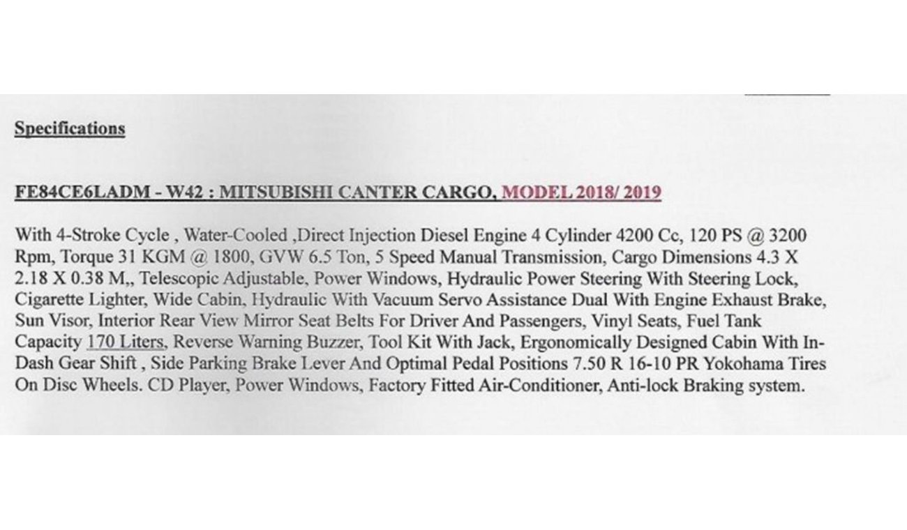 Mitsubishi Fuso Canter 4.2L