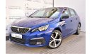 Peugeot 308 AED 1723 PM | 0% DP | 1.6L GT LINE 2020 GCC AGENCY WARRANTY