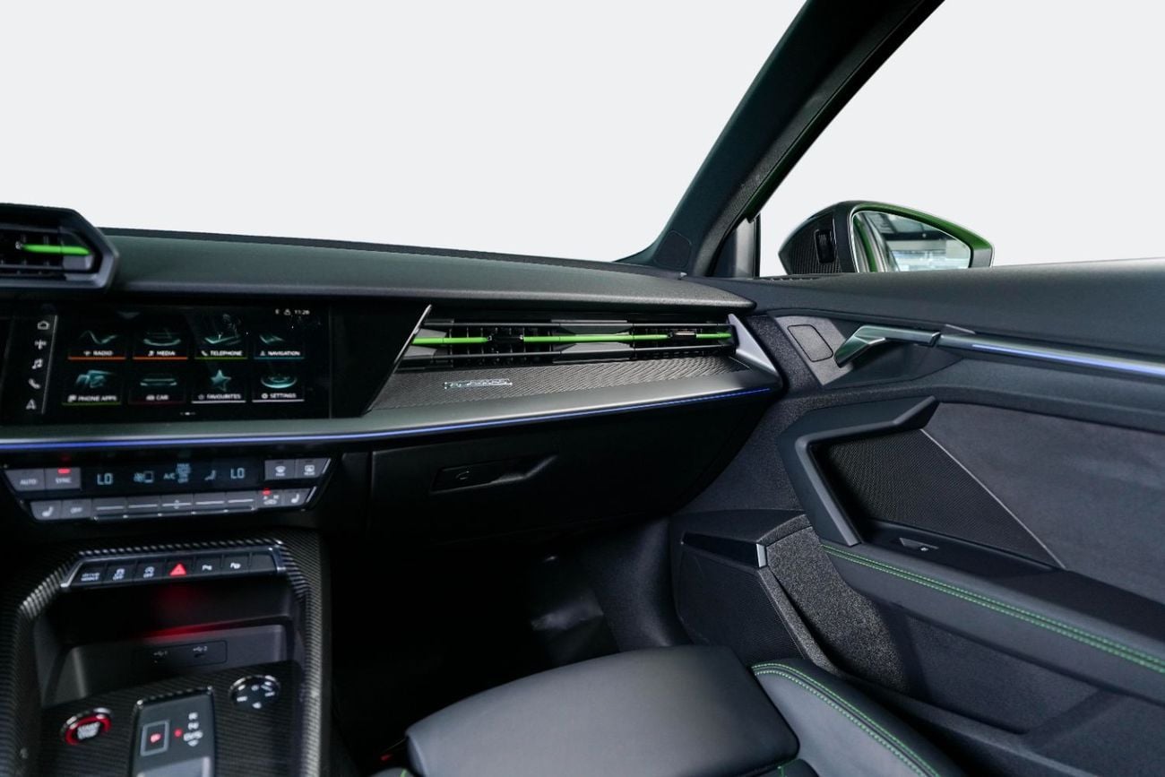 Audi RS3 STANDARD STD GCC-Exclusive Green Color-Full Leather Interior-Green Accents-Sports Exhaust
