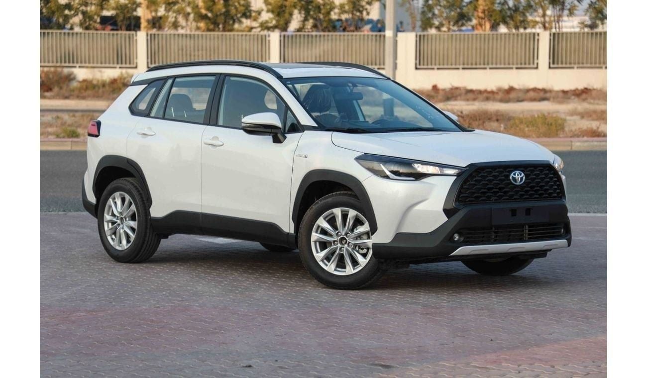 تويوتا كورولا كروس 2024 TOYOTA COROLLA CROSS 1.8 Hybrid MID - PLATINUM WHITE PEARL inside RED | Export Only