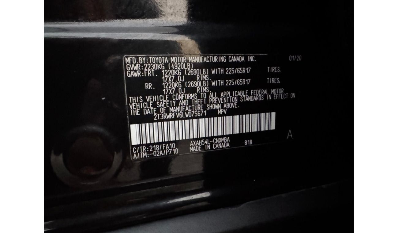 تويوتا راف ٤ 2020 HYBRID KEYLESS FULL OPTION 4WD CANADA SPEC