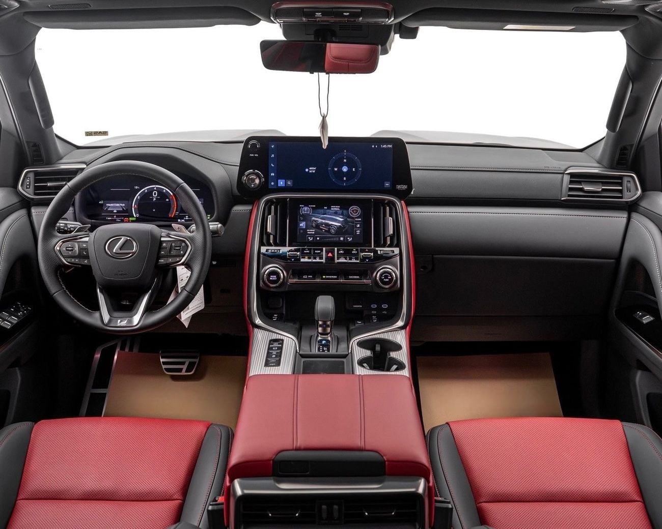 لكزس LX 700h F SPORT سيارة F-Sport موديل 2026 باللونين الأسود والأحمر (بدون نظام ركن آلي)