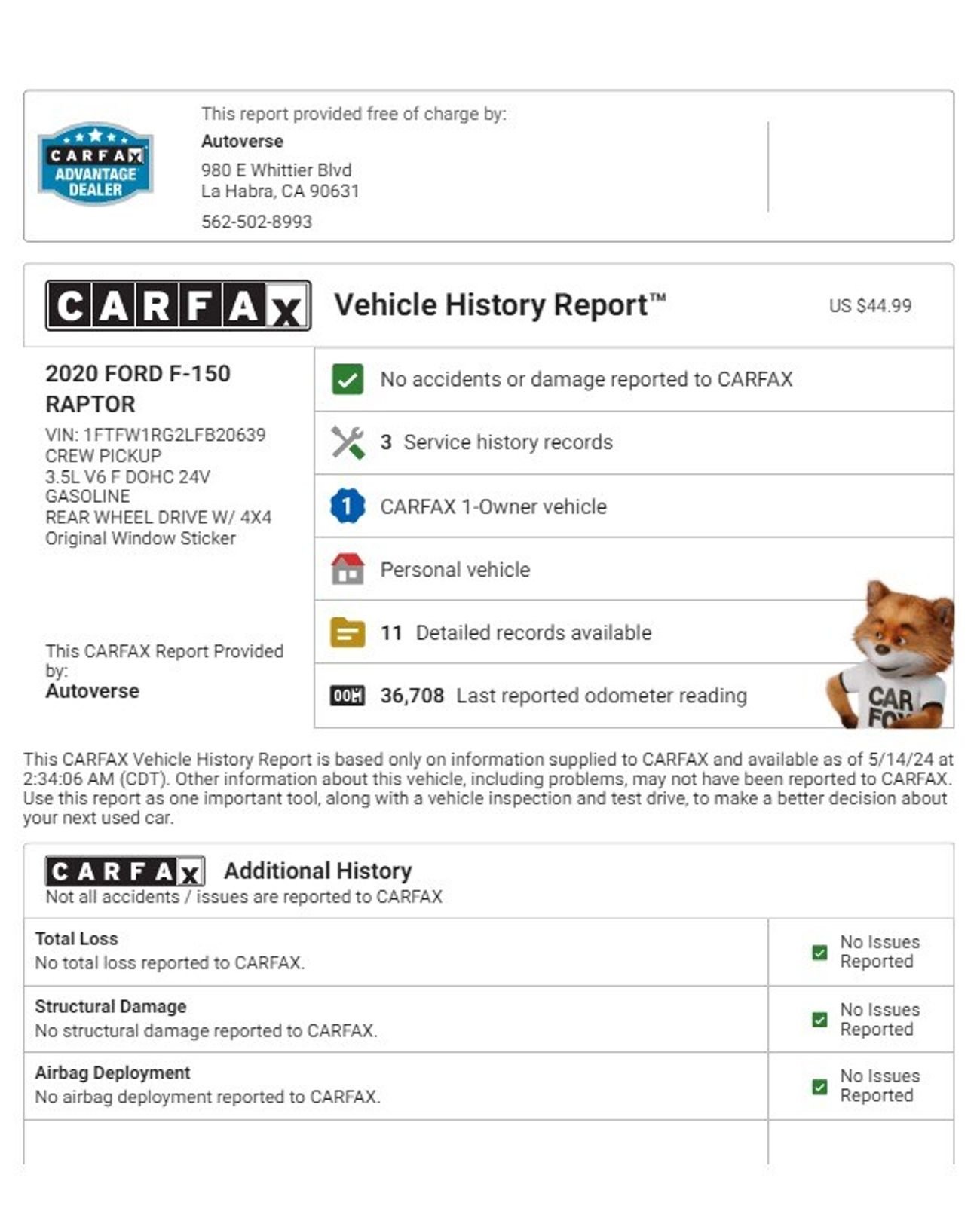 Ford F 150 Raptor F150 SHELBY BAJA RAPTOR/ 75 out of 250/ CLEAN TITLE/ LOW MILEAGE/ 5562 MONTHLY