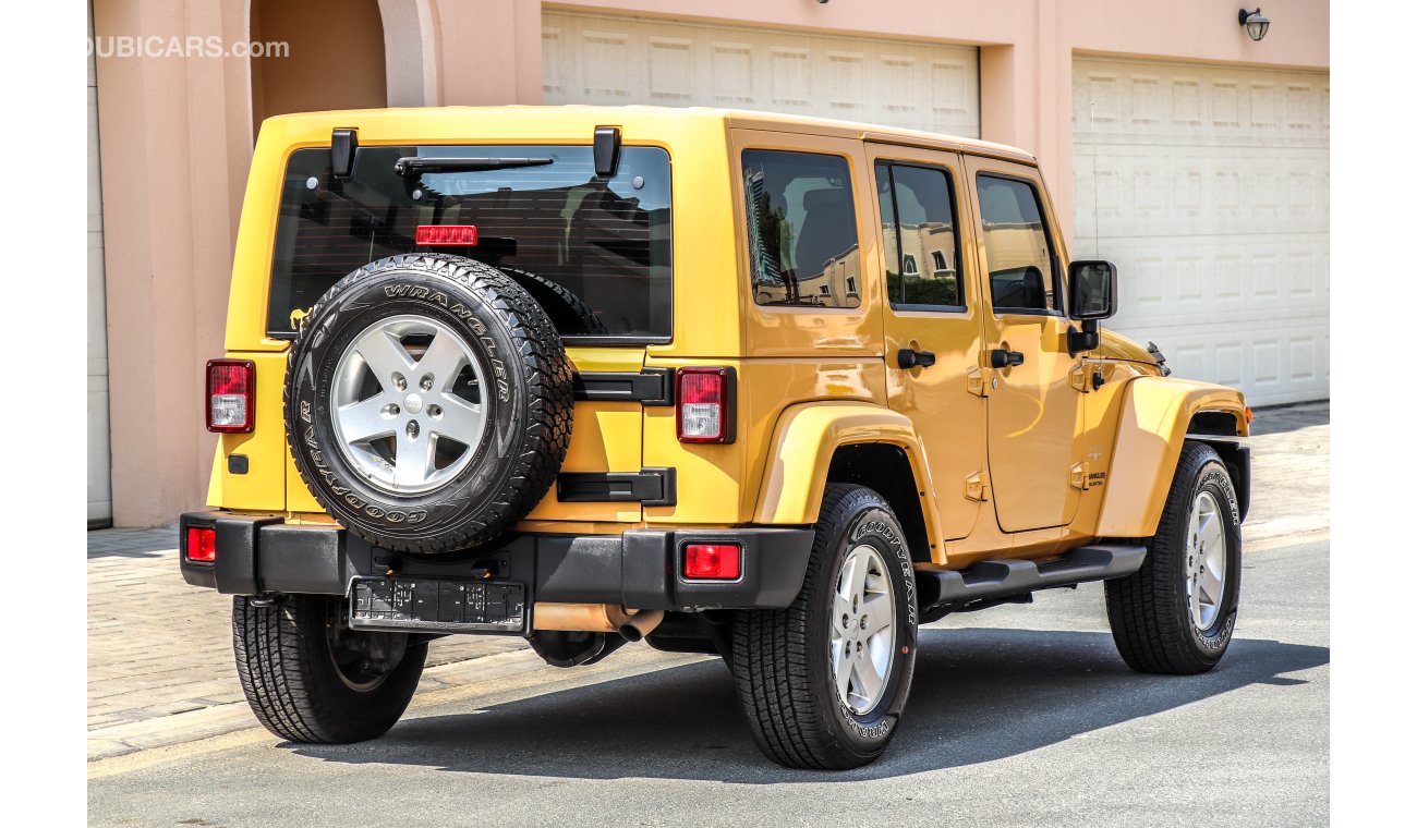 Jeep Wrangler Sahara Unlimited 2015 GCC Warranty with Zero Down-Payment.