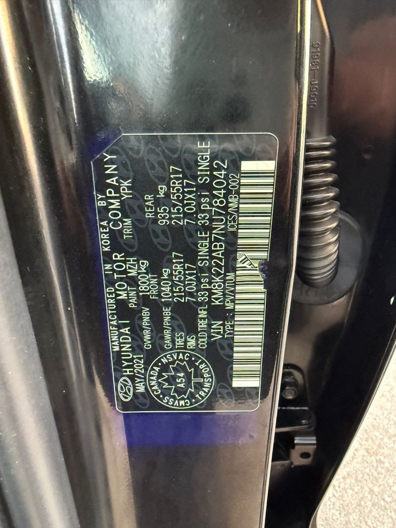 Hyundai Kona 2022 LIMITED PUSH START 2.0 LEATHER SEATS CANADA SPEC